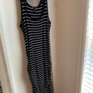 Black and white stripped maxi dress
